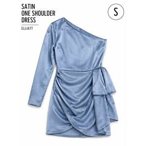 Elliatt Satin One Shoulder Dress Blue Mini Cocktail Party Size Small NWT